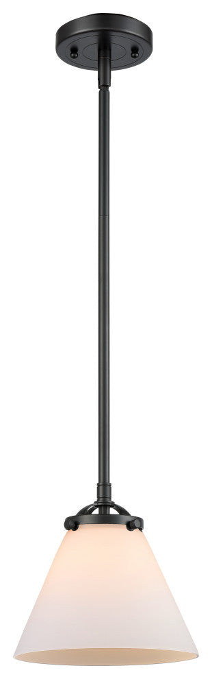 Large Cone 1-Light Mini Pendant, Oil Rubbed Bronze, Matte White