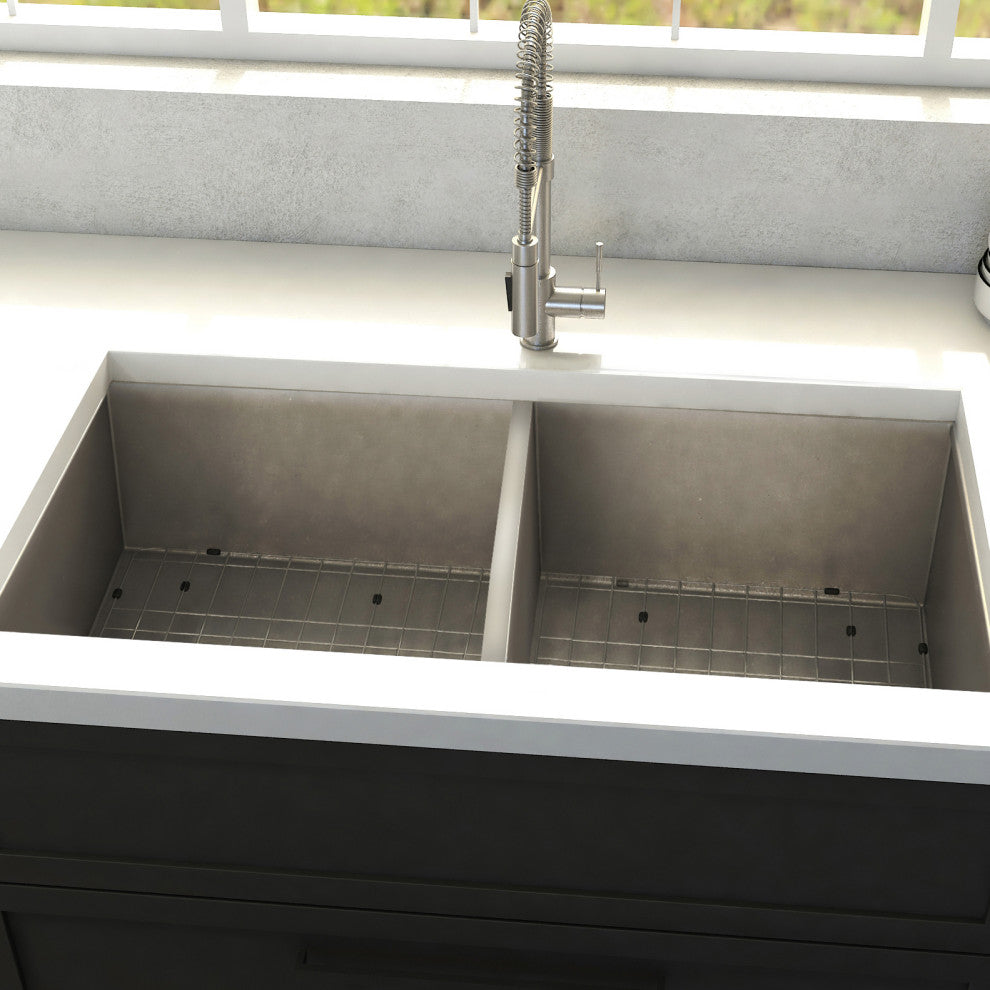 ZLINE Undermount Double Bowl Sink in Stainless Steel with Bottom Grid