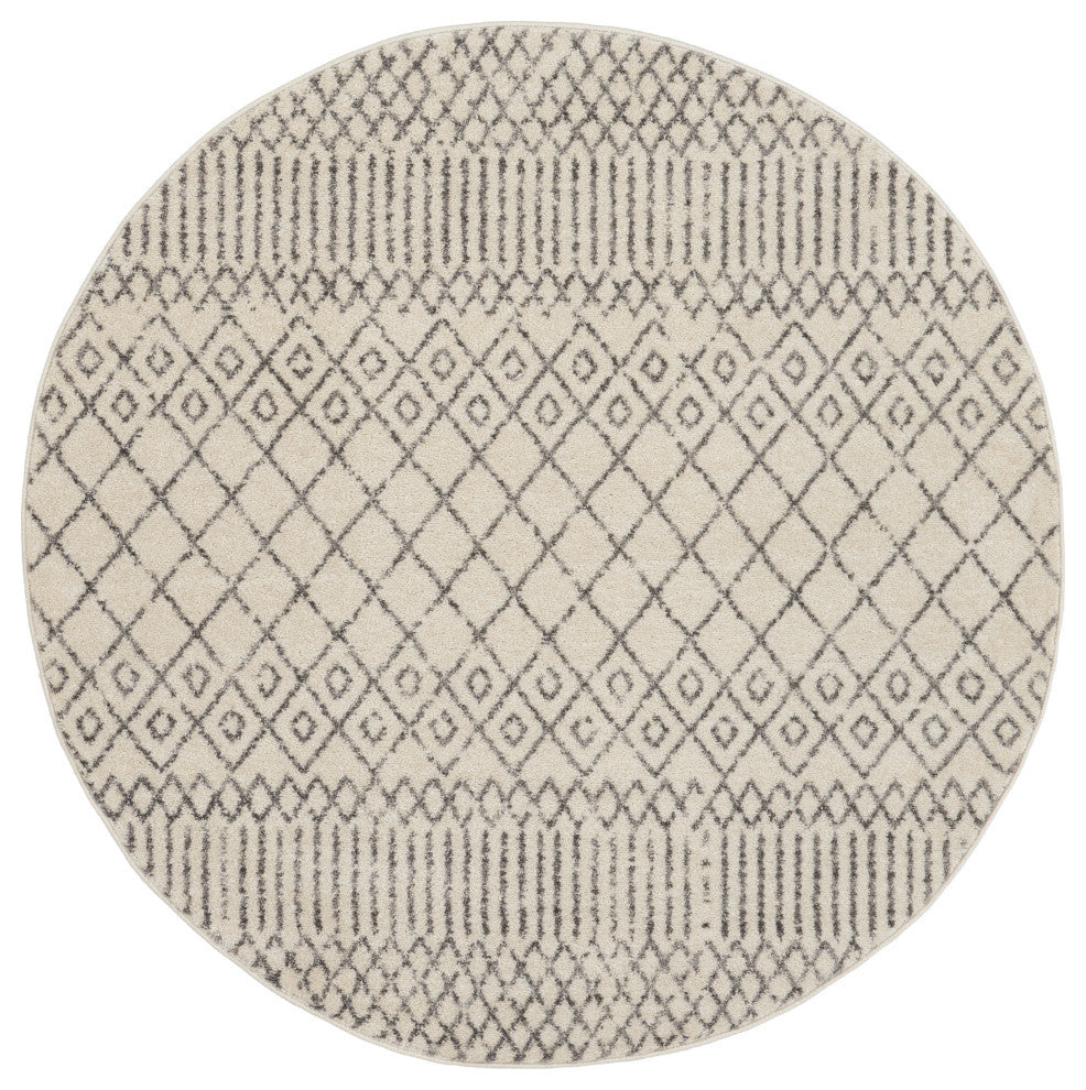Nourison Passion 4' x Round Ivory/Grey Bohemian Indoor Area Rug