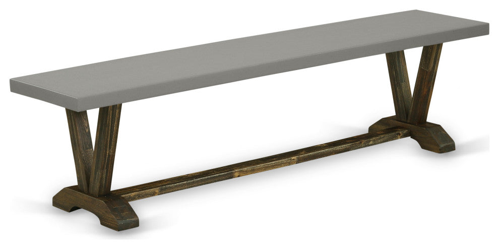 V-Style 15X72 In Dining Bench With Distressed Jacobean 418 Leg And Cement Top