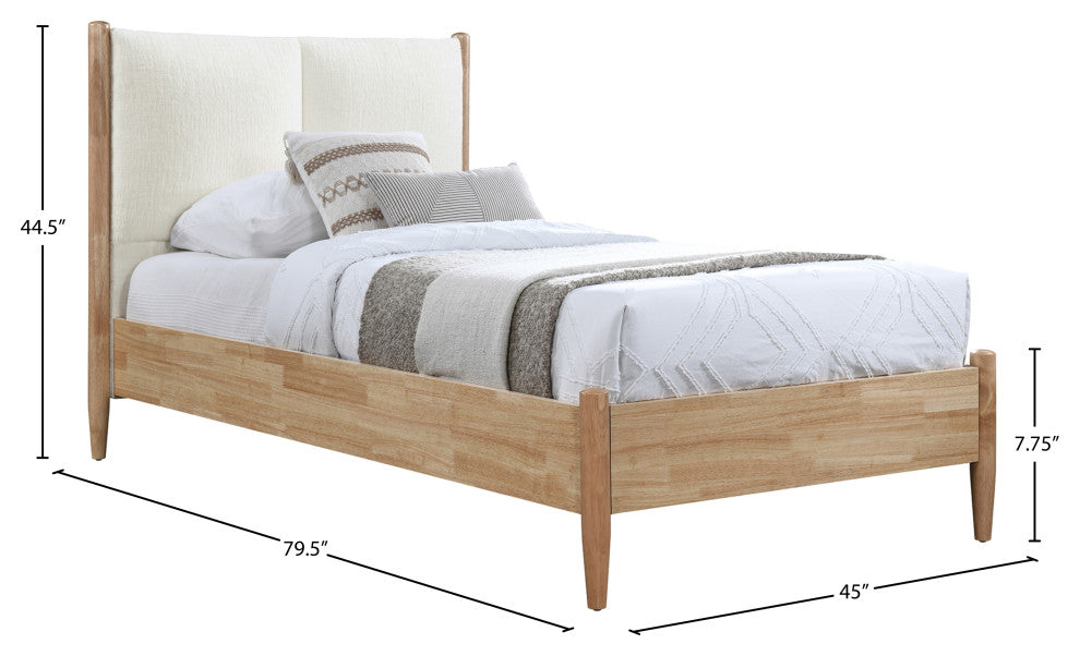 Arbor Upholstered Bed, Cream, Twin
