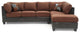 Pounder 111" W 2 Piece Velvet L Shape Sectional Sofa, Chocolate