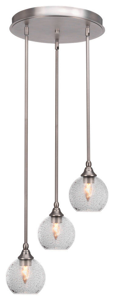 Empire 3-Light Cluster Pendalier, Brushed Nickel/Smoke Bubble