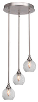 Empire 3-Light Cluster Pendalier, Brushed Nickel/Smoke Bubble