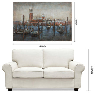 Gondolas Wall Art Mixed Media Hand Painted Iron Wall Sculpture, 48"x 32"