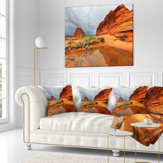 Clear Lake Vermillion Cliffs Landscape Printed Throw Pillow, 16"x16"