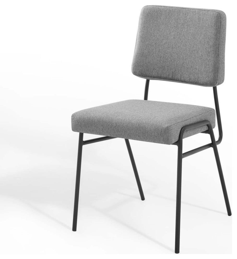 Side Dining Chair, Set of 2, Fabric, Black Gray, Modern, Bistro Restaurant