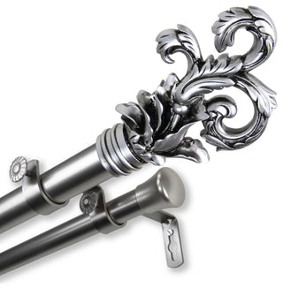 Malina 1" Double Curtain Rod, Satin Nickel, 48-84"