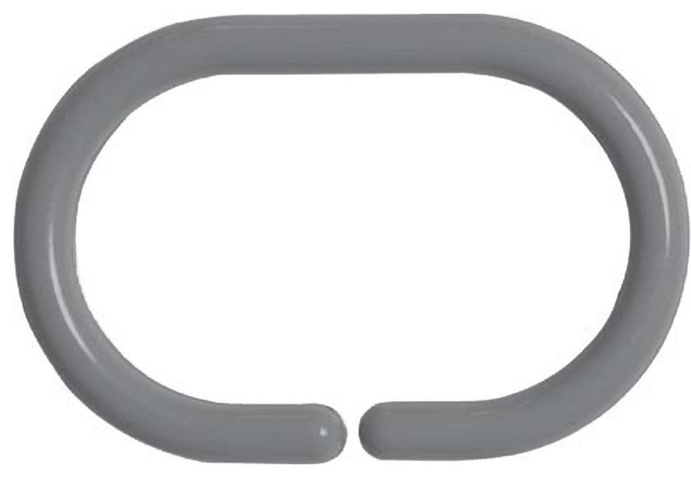 Shower Curtain Rings Plastic Hooks Solid or Clear Colors Set of 12, Solid Pearly Gray