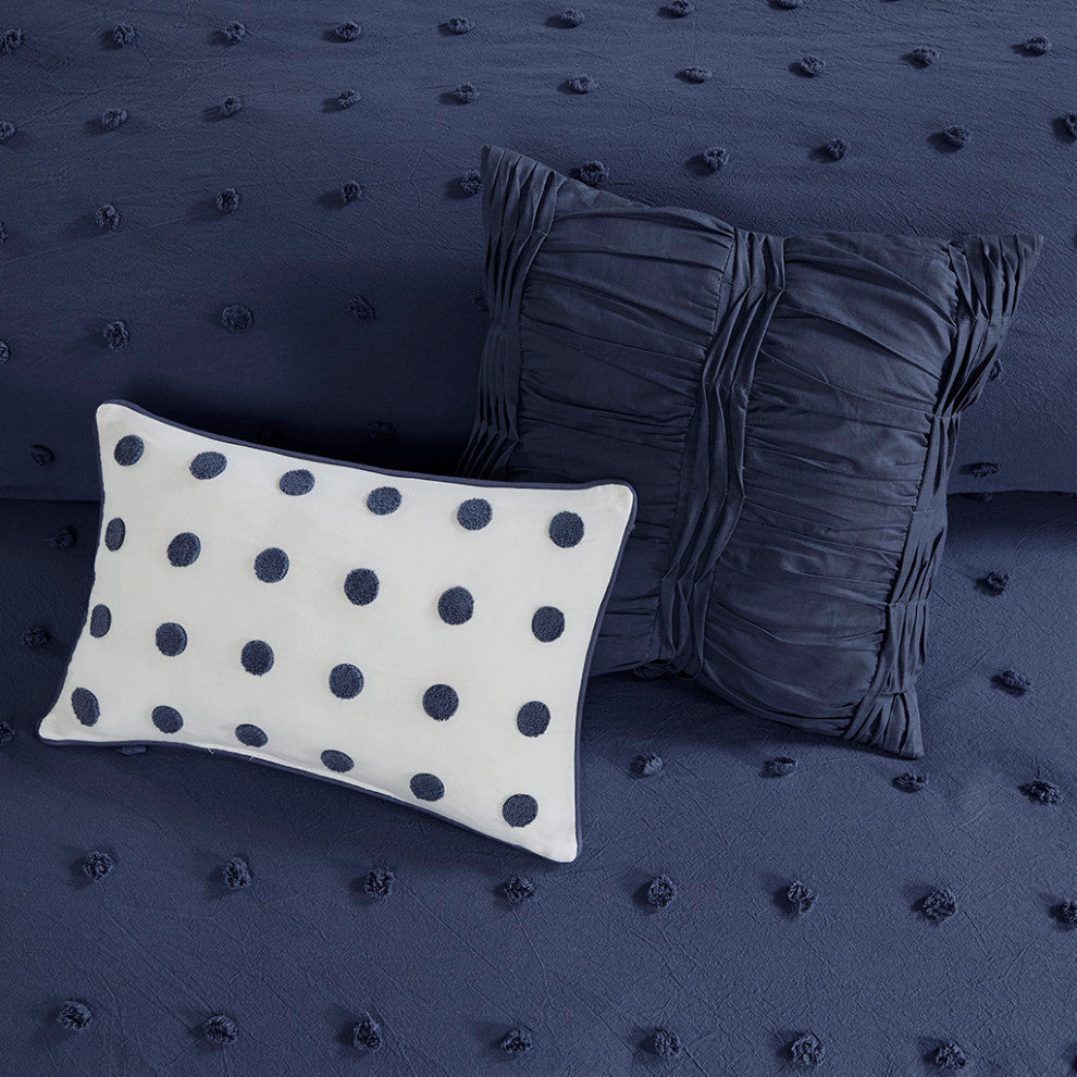 Urban Habitat Brooklyn Pom-Pom 7-Piece Duvet Cover Set, Indigo Blue