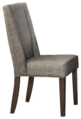 8-PieceKodoma Dining Set Table, 6 Fabric Gray Chair, Server, Brown