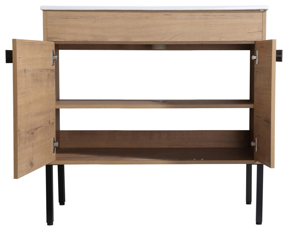 BNK 36 Inch Freestanding Bathroom Vanity With Sink, With Soft Close Doors, Imitative Oak
