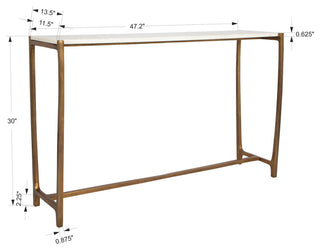 Uttermost 22964 Affinity 47"W Aluminum and Marble Table - Antique Gold / White