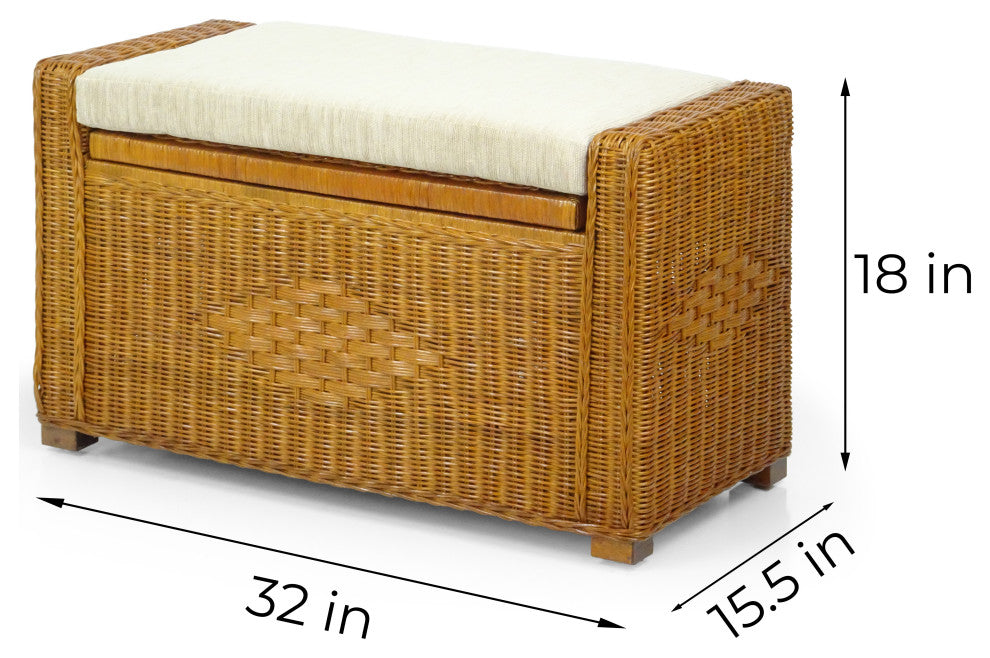 Bruno Ottoman Stool/Organizer, Colonial, 32