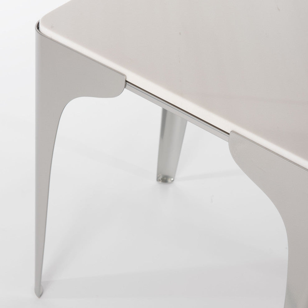Cove Marble Top Side Table Sterling Finish