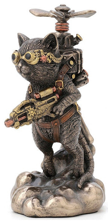 Steampunk Cat Propeller - Figurine Statue Sculpture Art by Veronese Design