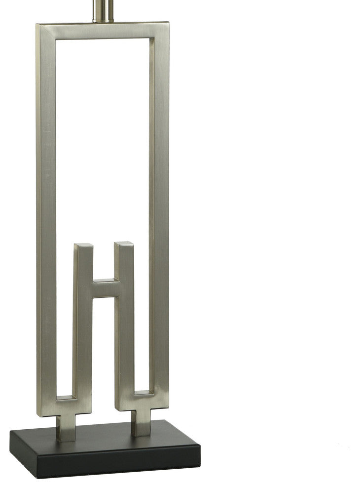 Brushed And Satin Modern Table Lamp, Brushed Nickel And Black