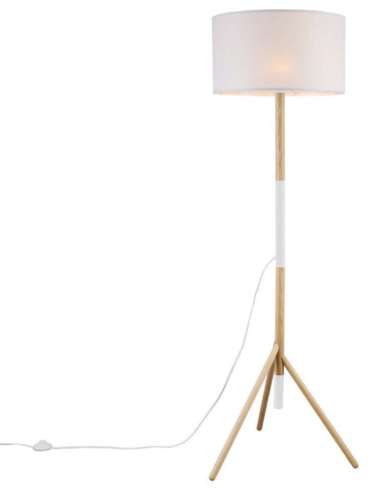 Floor Lamp Light, White Natural, Wood, Modern, Mid Century Bistro Hospitality