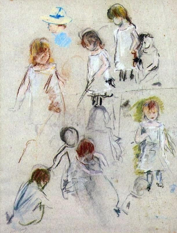 Berthe Morisot Studies of a Little Girl, Gallery Wrapped Canvas Print, 21"x28"