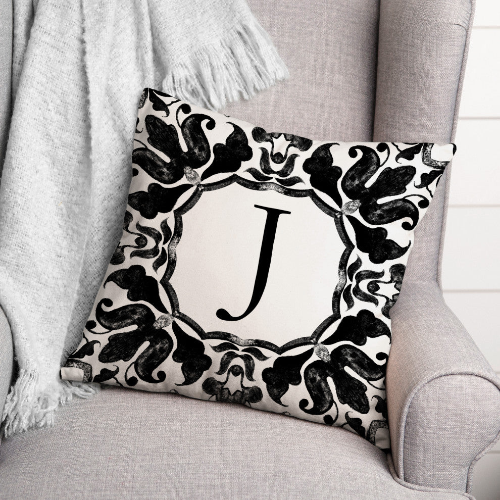J Monogram 18x18 Indoor / Outdoor Pillow