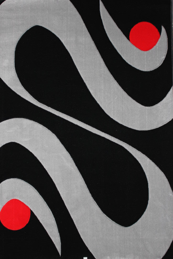 Black Geometric Polypropylene Machine Made Area Rug, 8'x11'
