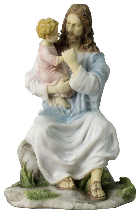 Jesus Holding A Child, Light Color, Religious Statue