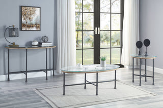 Brantley End Table, Clear Glass and Sandy Gray Finish