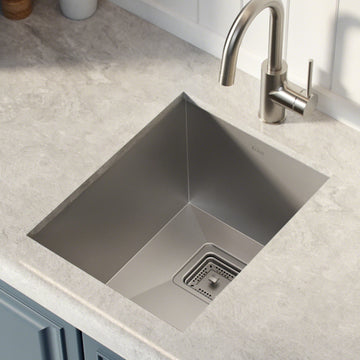 KHU15 Kraus 14 1/2" Bowl Stainless Steel Rectangular Bar/Prep Kitchen Sink