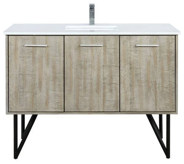 Lancy Modern Rustic Acacia 48" Square Sink Bathroom Vanity, Monte Chrome Faucet