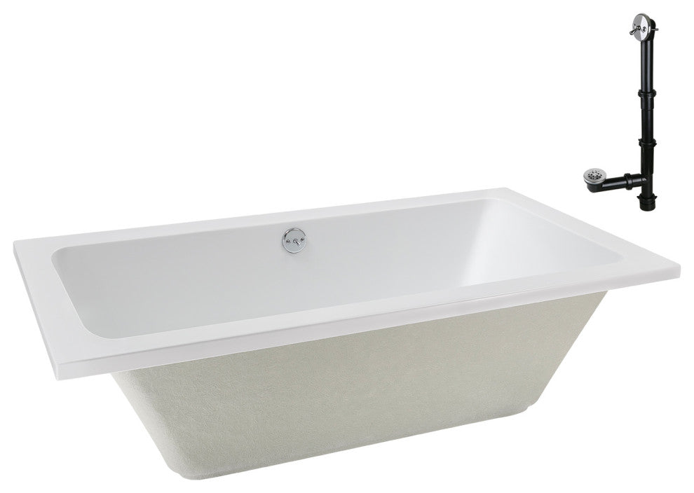 Streamline 60 in. x 32 in. Acrylic Drop-In Bathtub, Polished Chrome