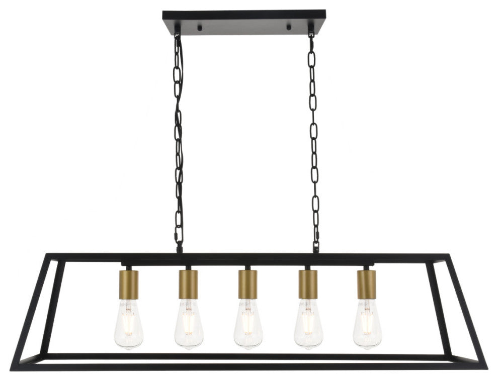 Elegant Lighting LD4061D38 Resolute 5 Light 38"W Linear - Brass / Black