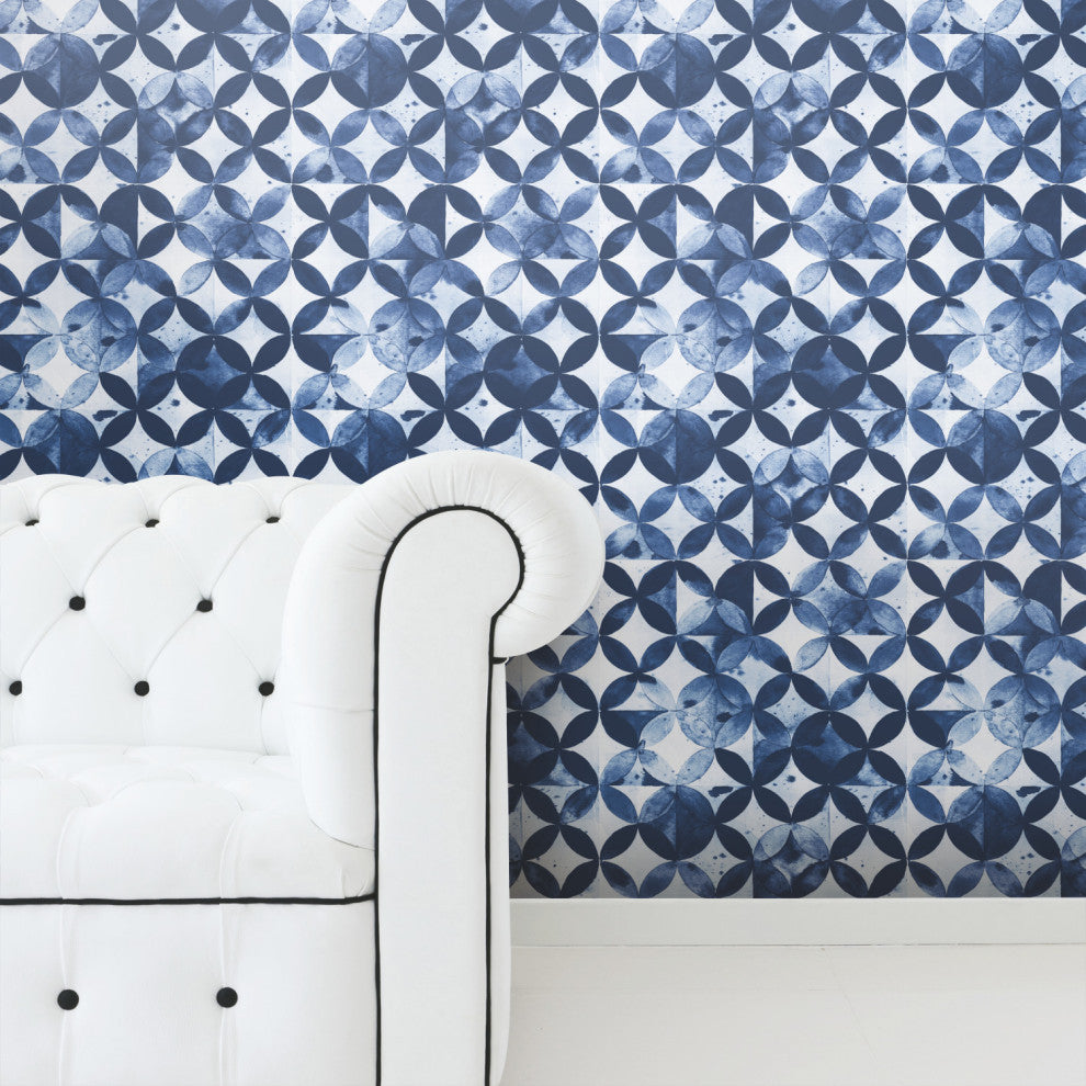 Paul Brent Moroccan Tile Peel and Stick Wallpaper, Blue