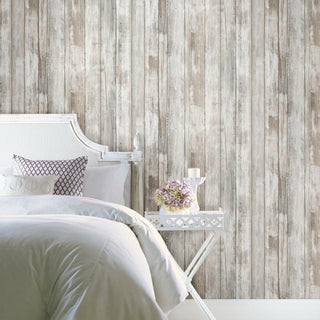 Brown & Gray Weathered Planks Peel & Stick Wallpaper