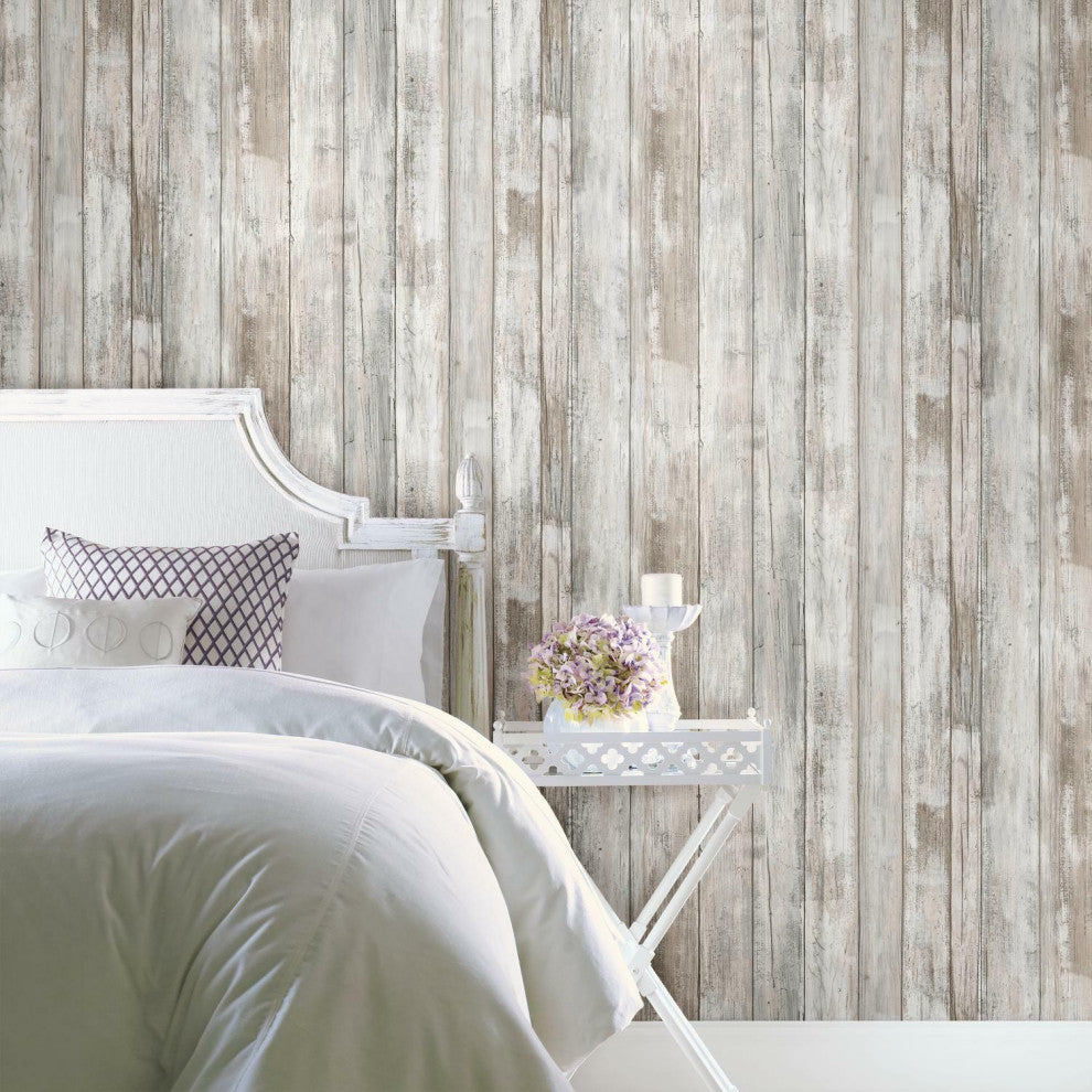 Brown & Gray Weathered Planks Peel & Stick Wallpaper