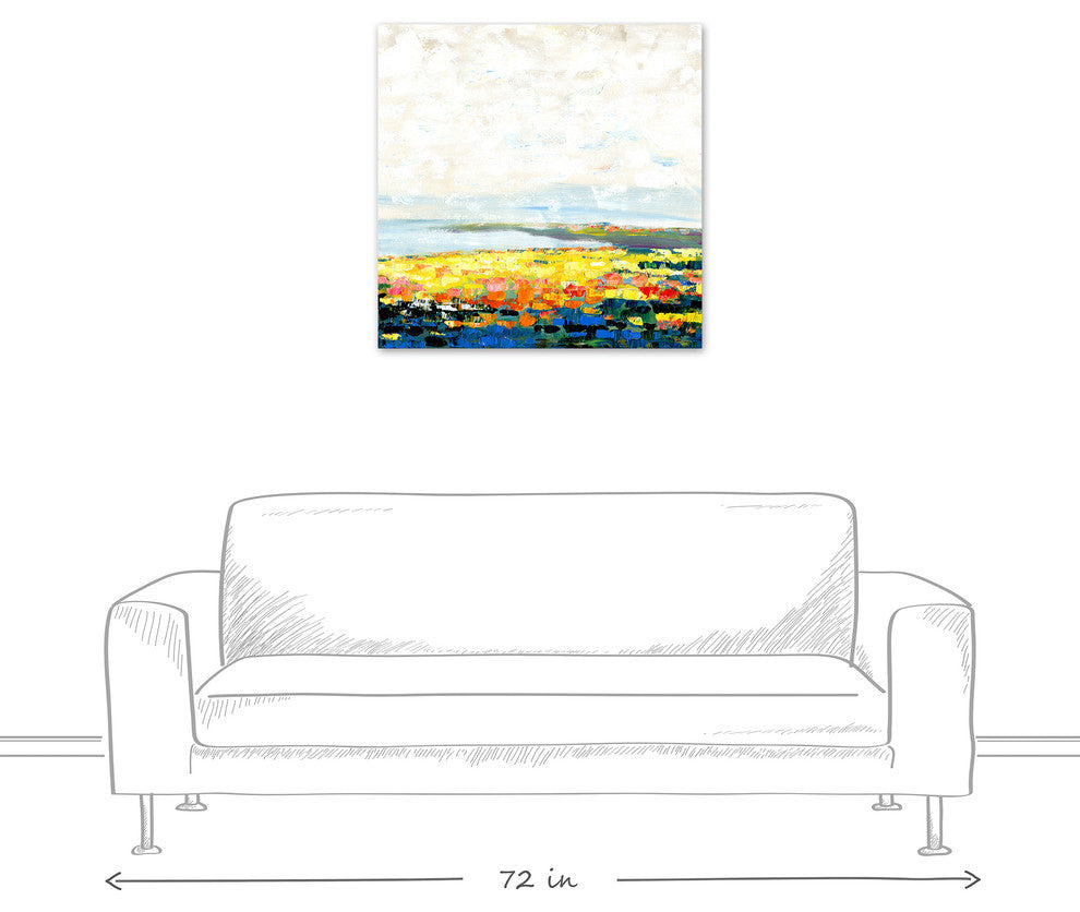 Colorful Abstract Flower Field Print on Canvas