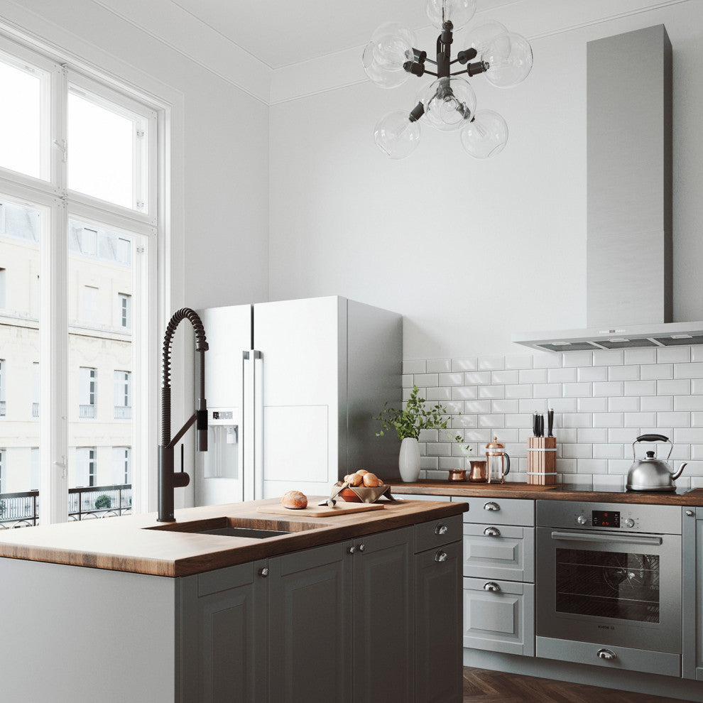 VIGO Livingston 24" H Single Handle Pull-Down Sprayer Kitchen Faucet, Matte Black, Without Extras