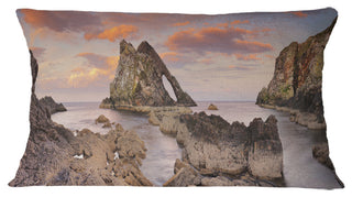 Bow Fiddle Rock Scotland Seashore Throw Pillow, 12"x20"