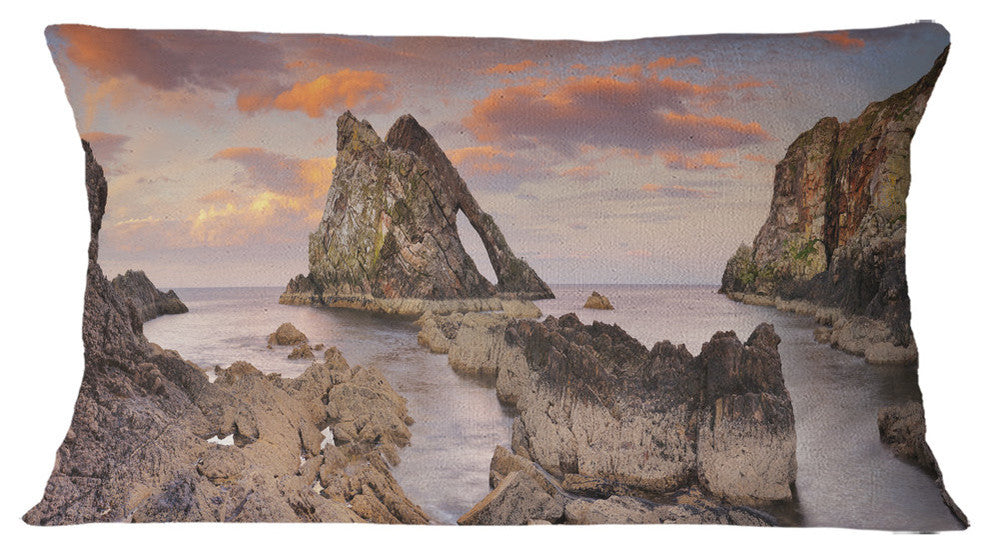 Bow Fiddle Rock Scotland Seashore Throw Pillow, 12"x20"