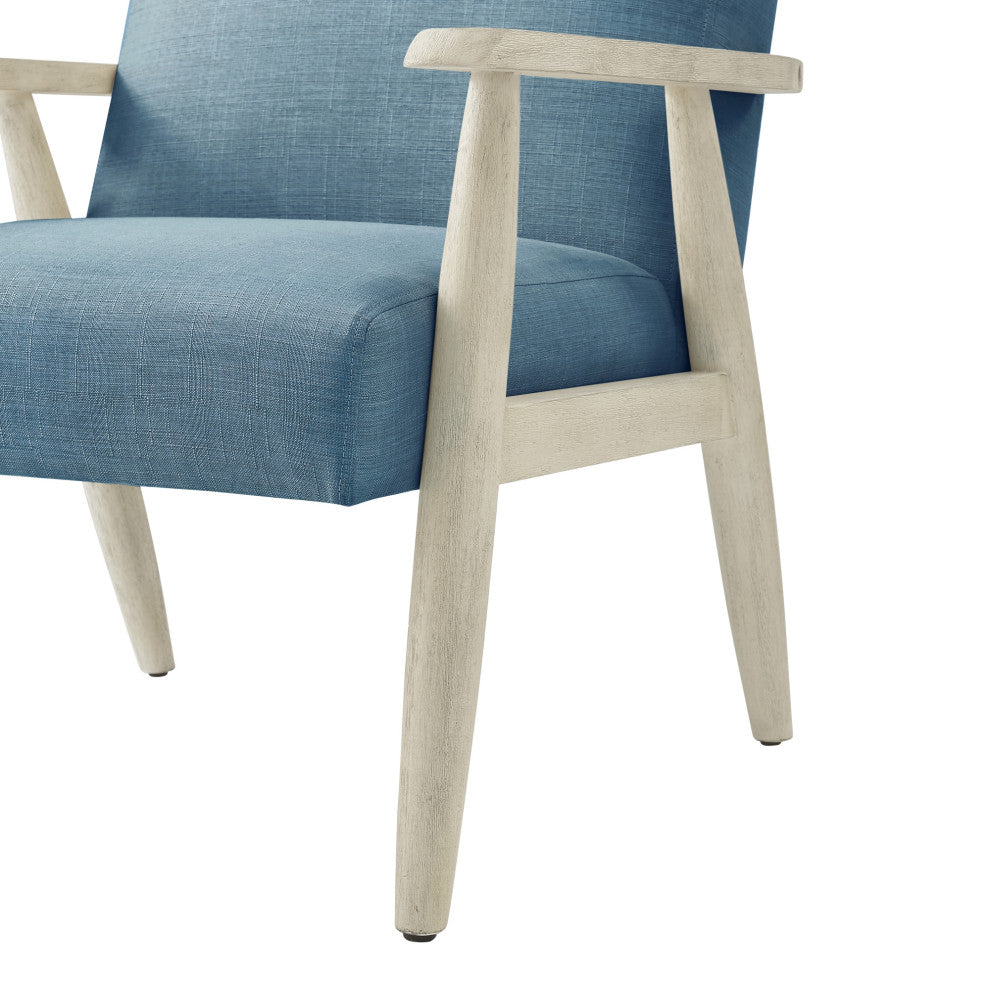 Rustic Manor Gian Armchair Upholstered, Light Blue and Cream Linen
