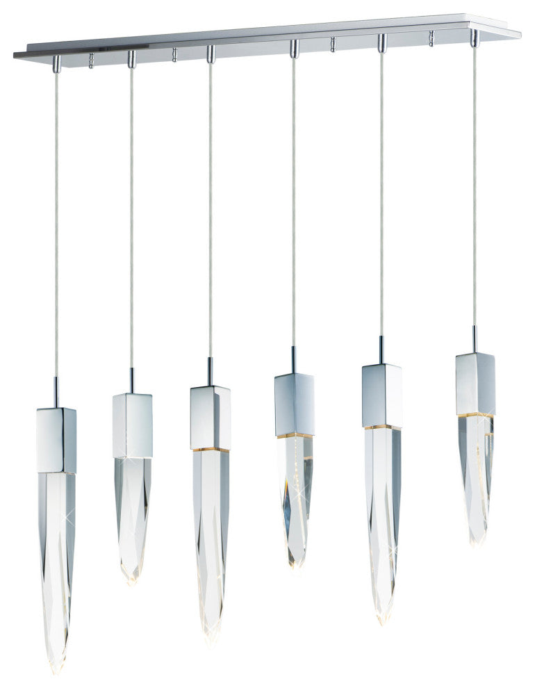 ET2 E31245-20 Quartz 6 Light 39"W LED Linear Pendant - Polished Chrome