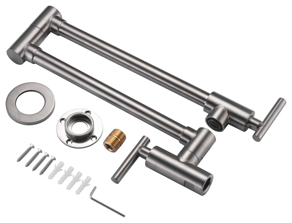 Braccia Series 24" Wall Mounted Pot Filler, Brushed Nickel