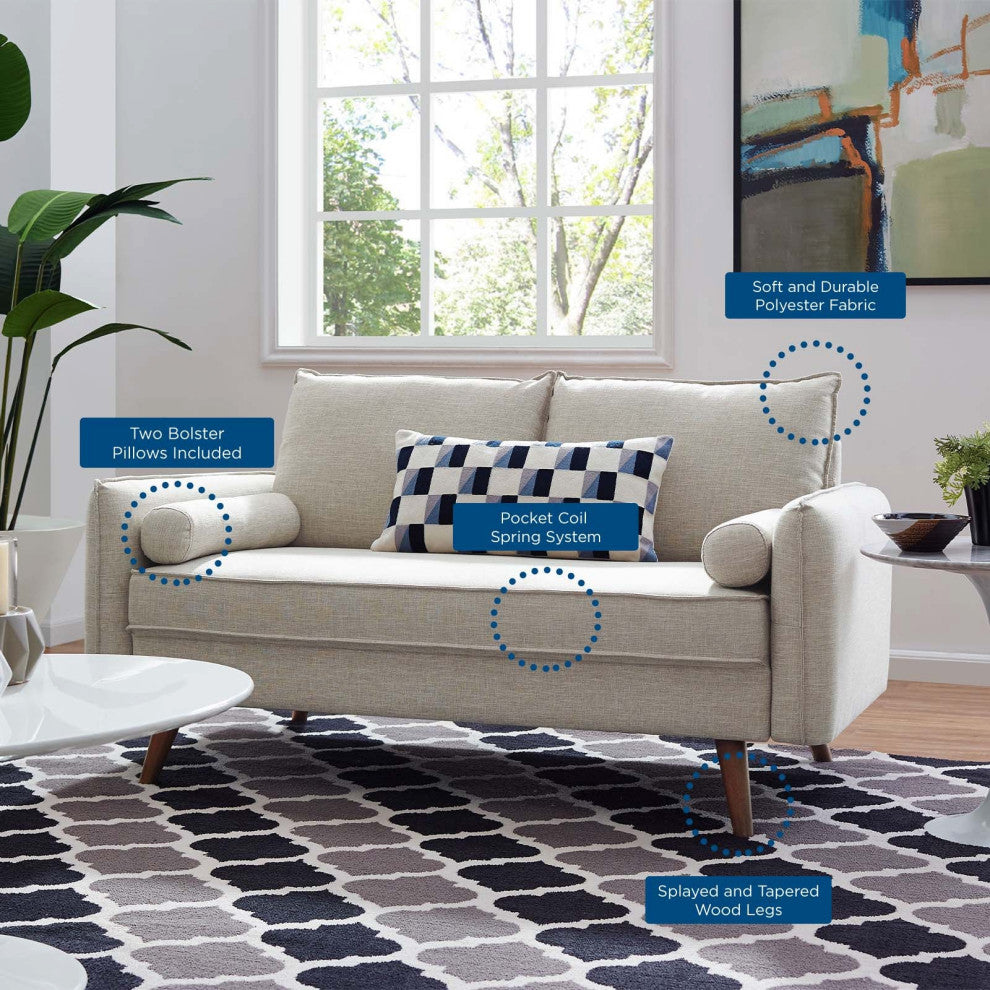 Revive Upholstered Loveseat, Beige