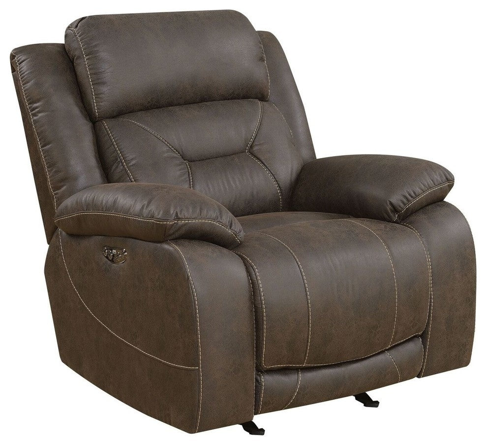 Aria Power Glider Recliner With Power Head Rest, Saddle Brown