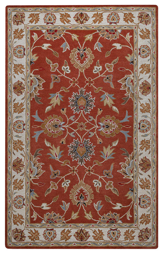 Rizzy Home Valintino VN9713 Rust Border Area Rug, Rectangular 5''x8''
