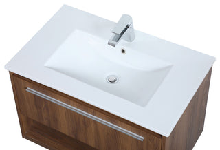 30" Single Bathroom Floating Vanity, Walnut Brown