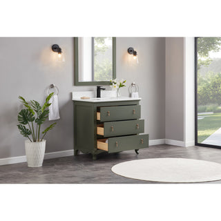 Legion Furniture WS2512 Series Bathroom Sink Vanity, Pewter Green, 36", Artificial Stone Top, Single Sink