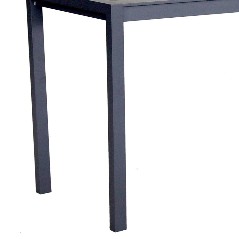 Benzara BM284156 Outdoor Bar Table, Cast Aluminum, Powder Coated, Slate Gray