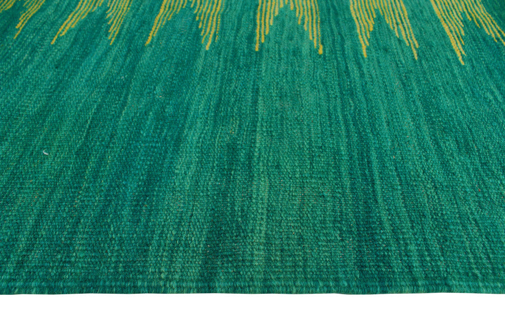 Modern Flatweave Aubriell Green/Gold Rug, 5'8x7'8