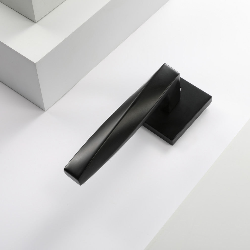 Modern Heavy Duty Designer Interior Door Lever - Convex Collection, Matte Black, Passage Right Hand