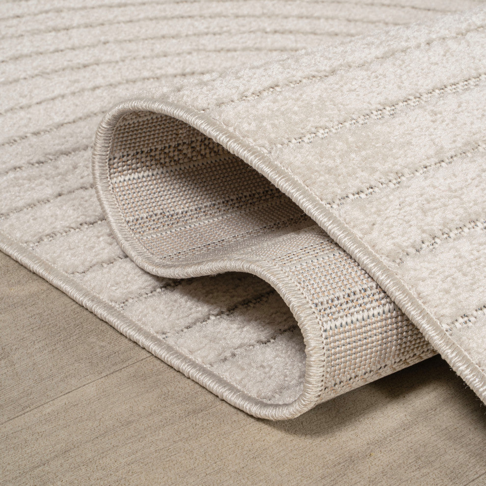 Hallie High-Low Minimalist Curve Geometric Indoor/Outdoor Area Rug
